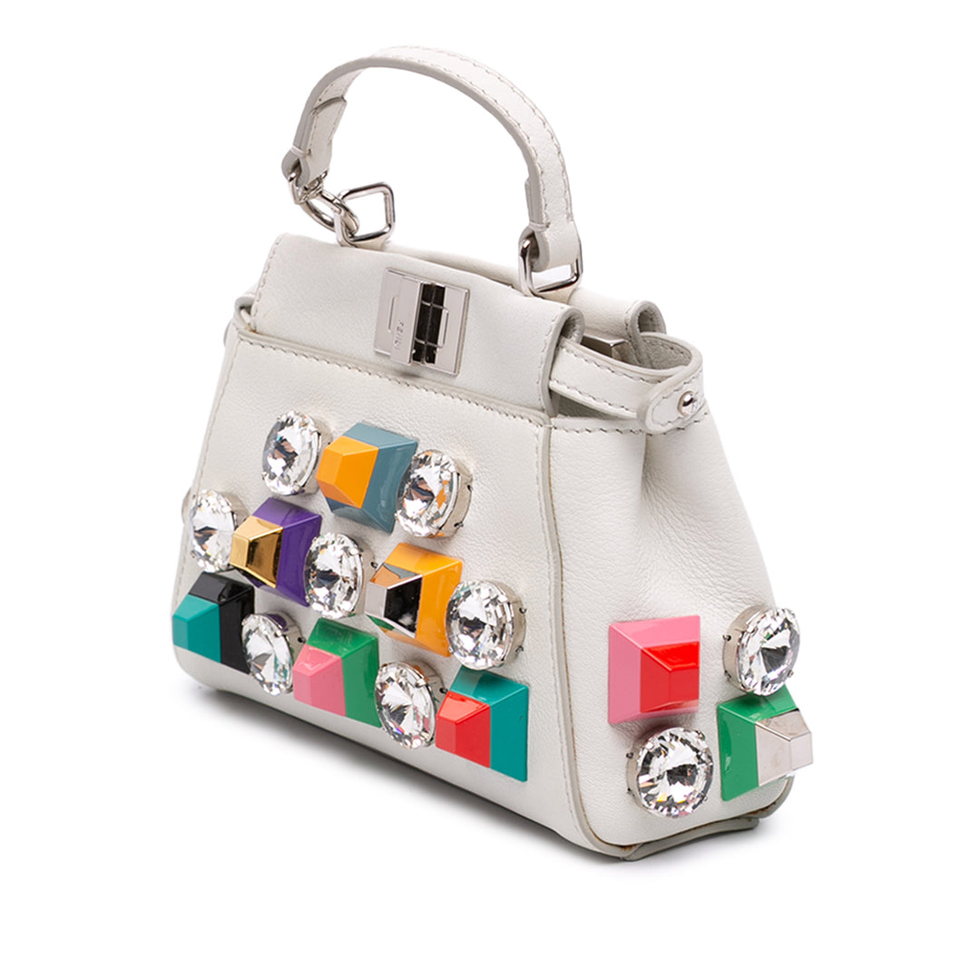 clouté Peekaboo Iconic Sac Micro Cuir de veau Blanc