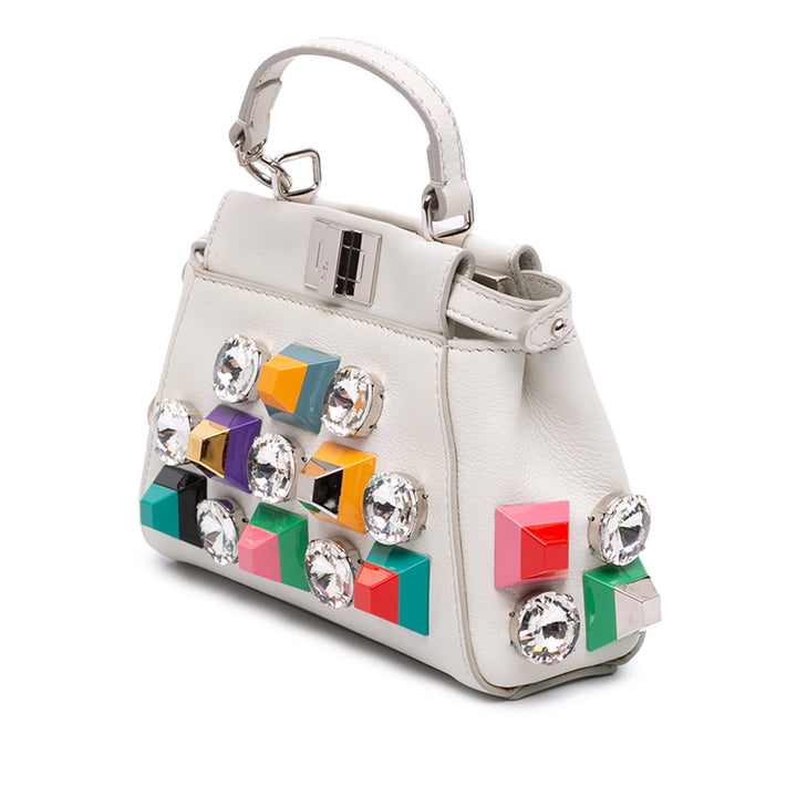 clouté Peekaboo Iconic Sac Micro Cuir de veau Blanc