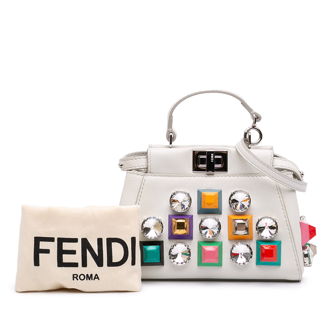 clouté Peekaboo Iconic Sac Micro Cuir de veau Blanc