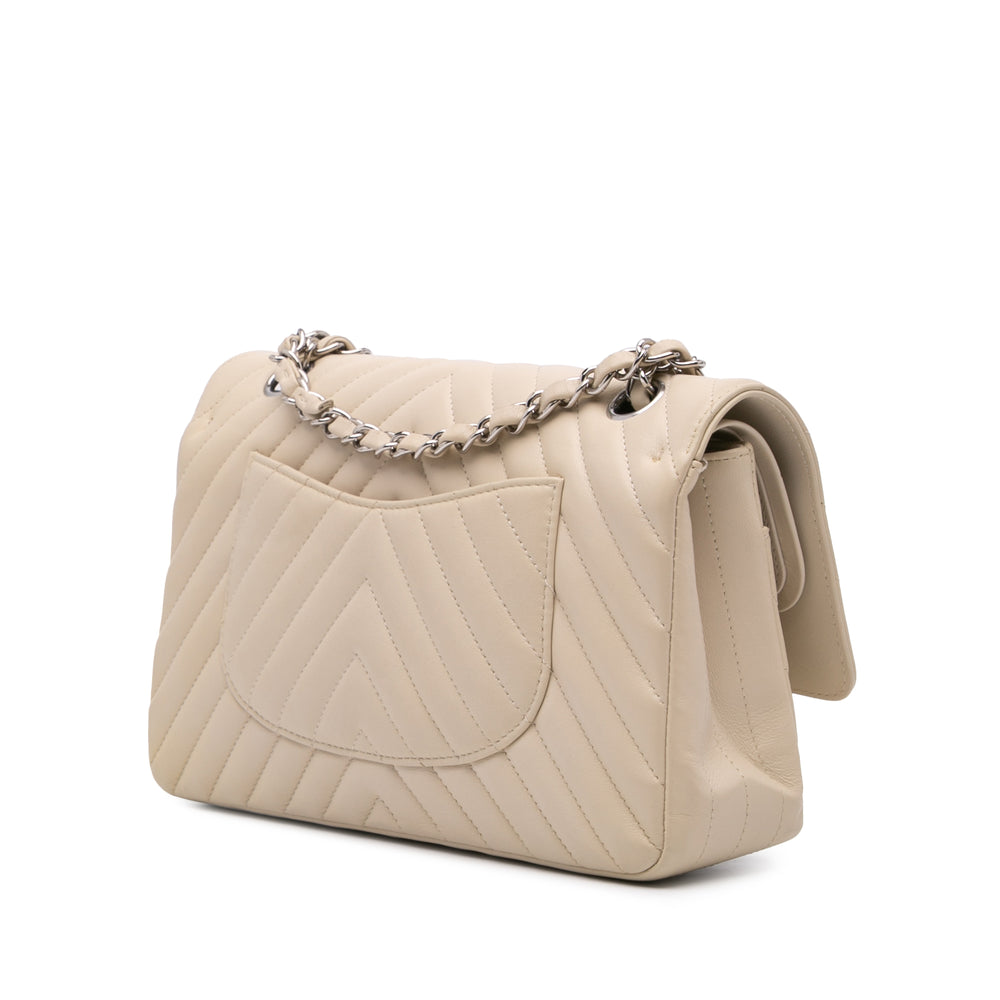 Medium Classic Chevron Lambskin Double Flap Brown - Gaby Paris