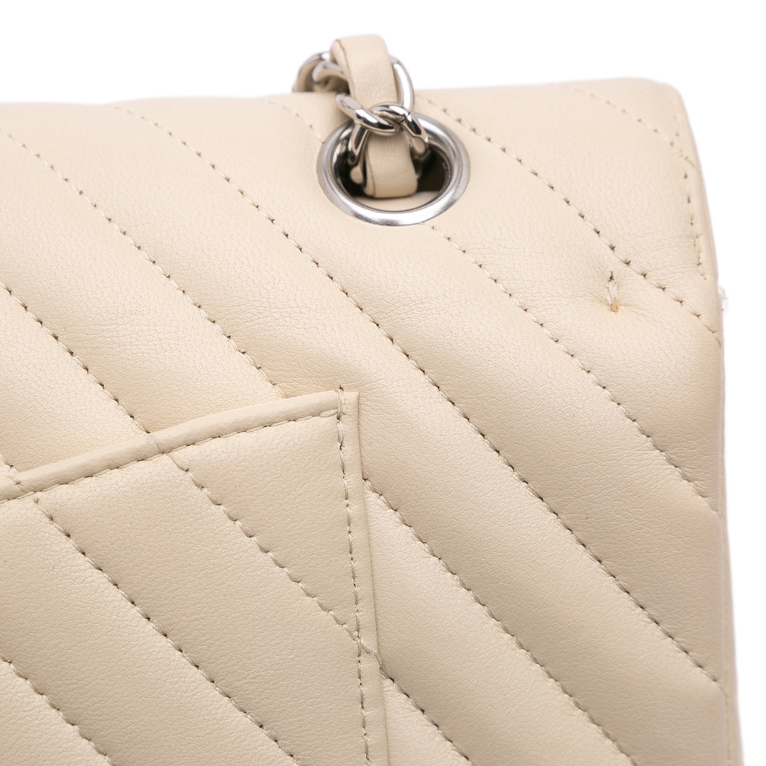 Medium Classic Chevron Lambskin Double Flap Brown - Gaby Paris