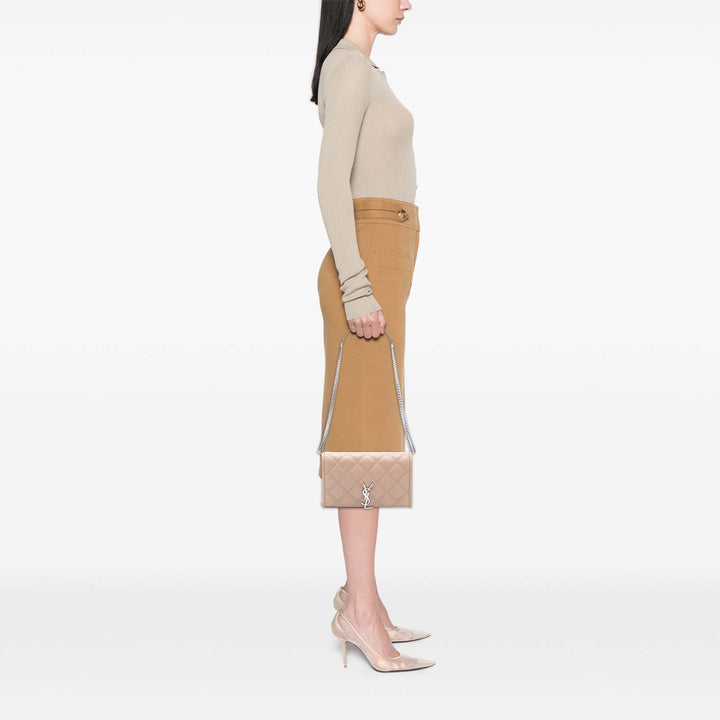 Saint Laurent Matelassé Diamond Cuir d’agneau Becky Wallet on Chain