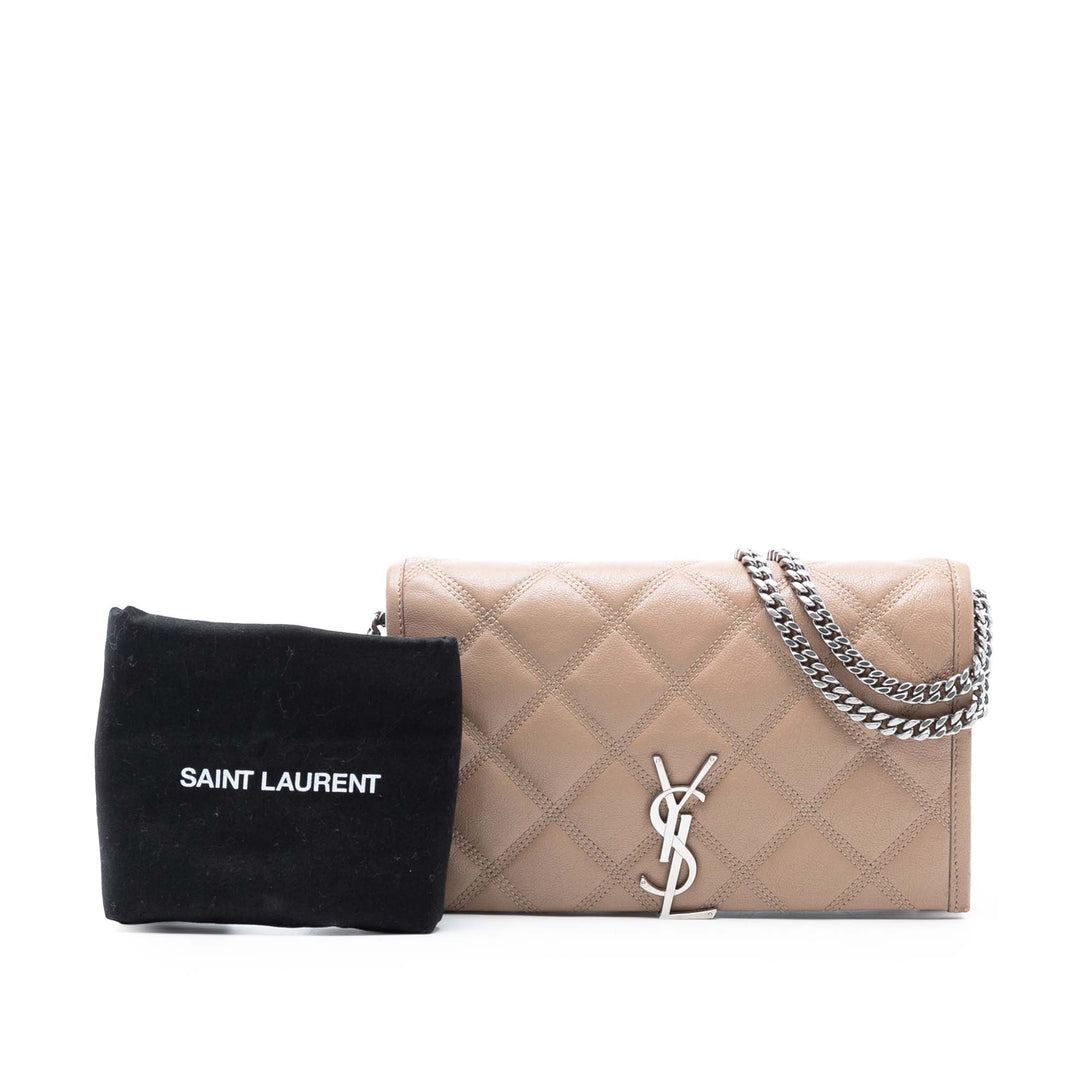 Saint Laurent Matelassé Diamond Cuir d’agneau Becky Wallet on Chain