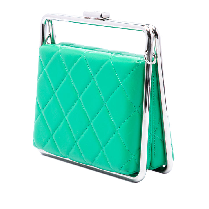 Chanel CC Matelassé Bar Pochette Cuir d'agneau Vert – vue 2 – GABY PARIS