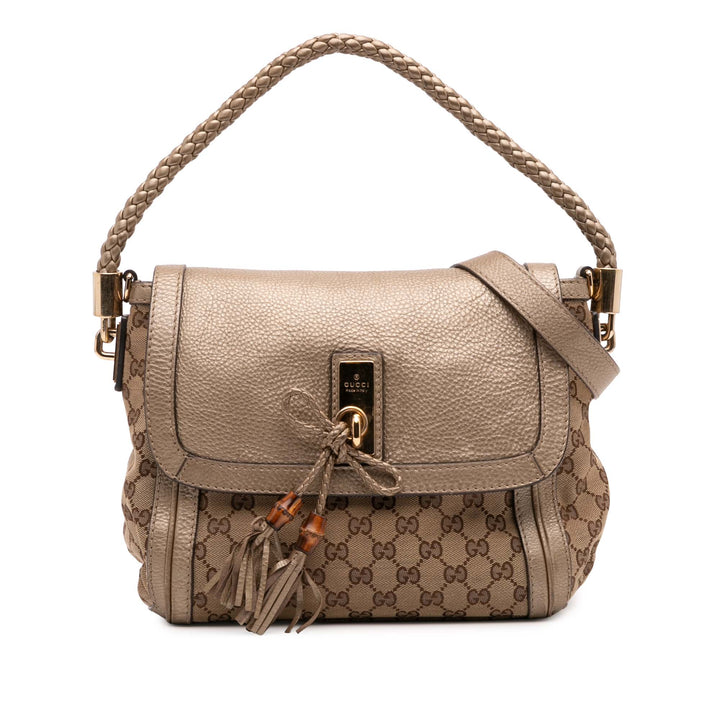 Gucci GG Toile Bella Flap Sac cartable Marron