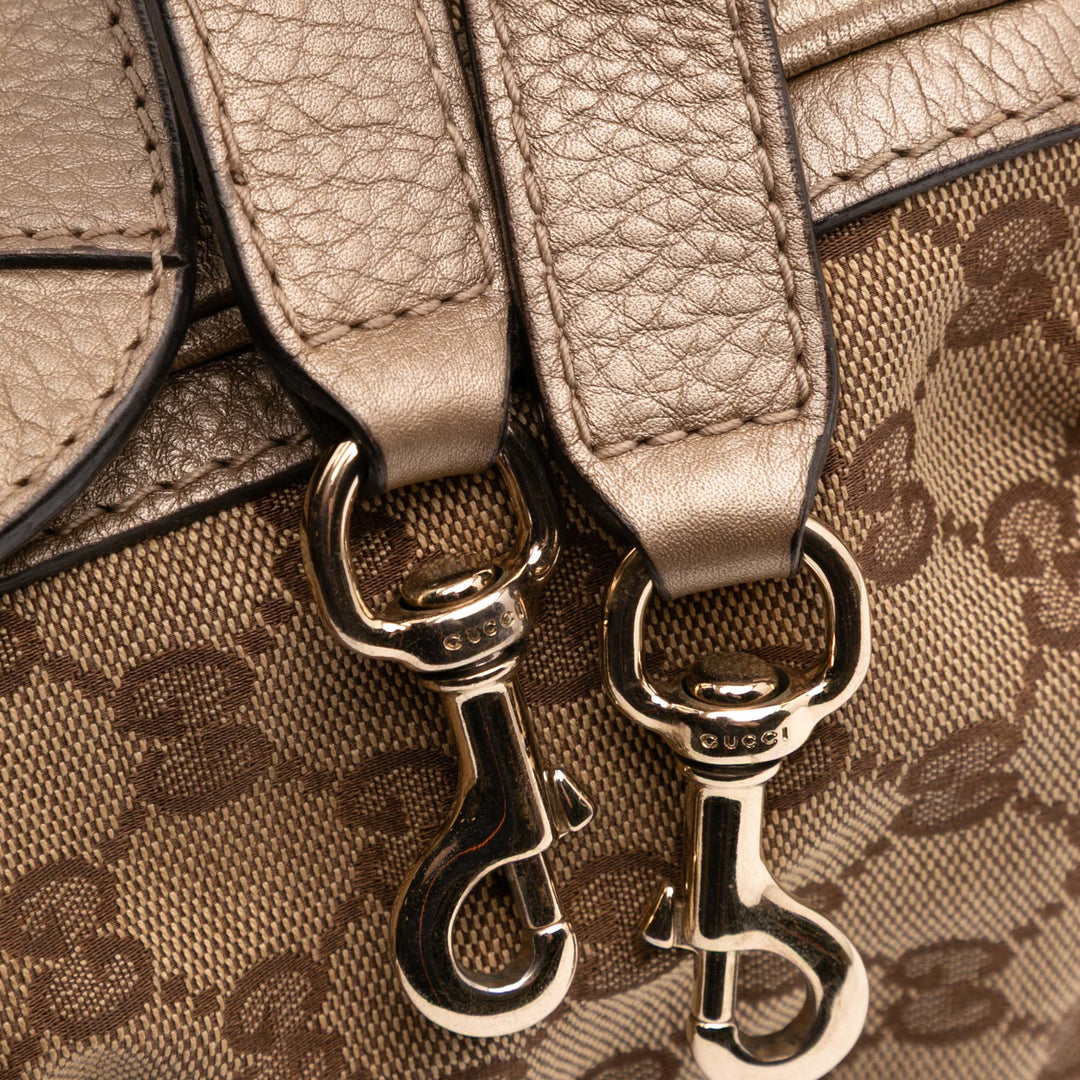 Gucci GG Toile Bella Flap Sac cartable Marron