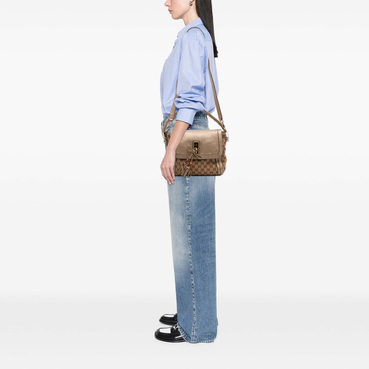 Gucci GG Toile Bella Flap Sac cartable Marron