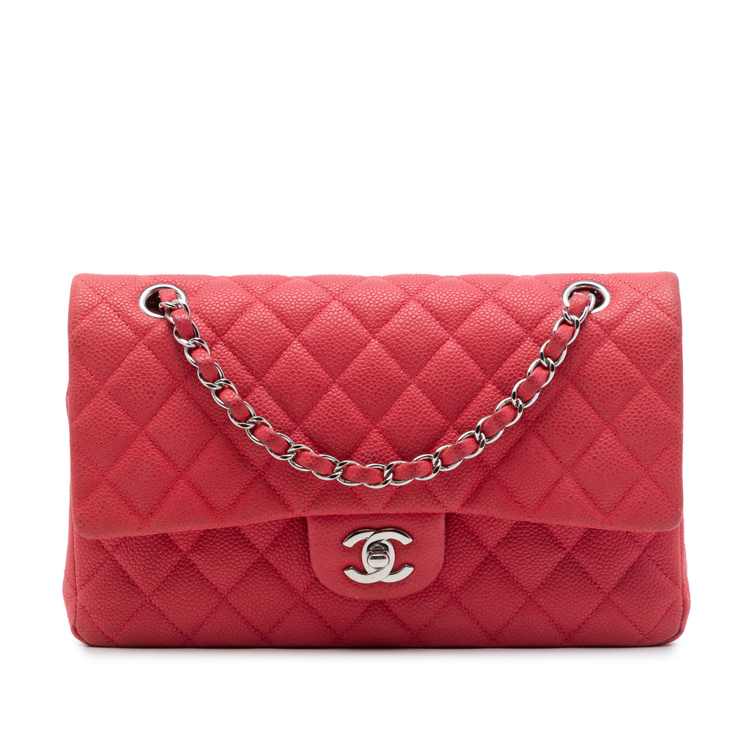 Classic Double rabat Moyen Cuir caviar Rouge
