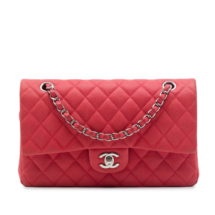 Classic Double rabat Moyen Cuir caviar Rouge