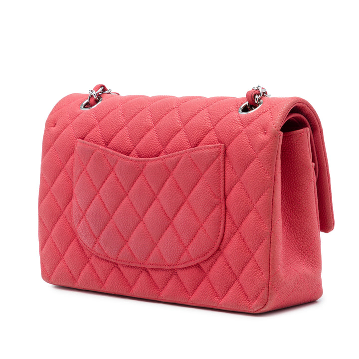 Classic Double rabat Moyen Cuir caviar Rouge