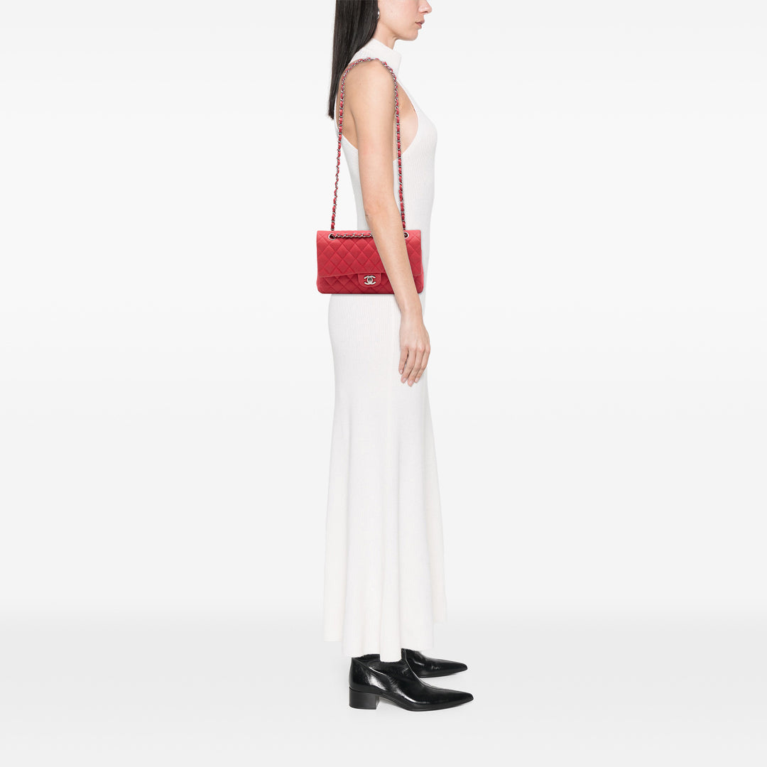 Classic Double rabat Moyen Cuir caviar Rouge