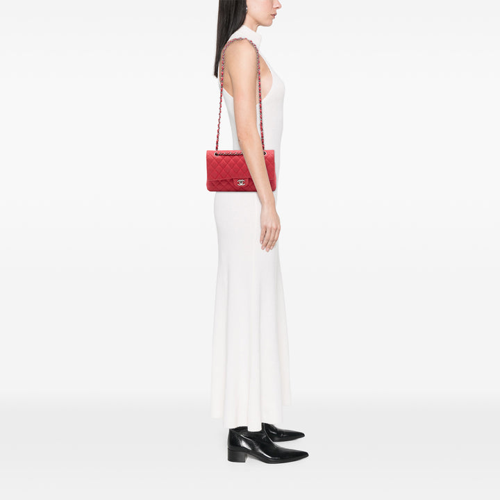 Classic Double rabat Moyen Cuir caviar Rouge