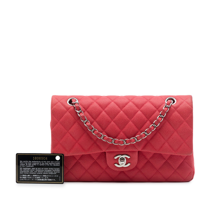 Classic Double rabat Moyen Cuir caviar Rouge