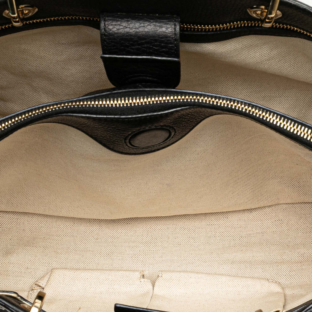 Medium Canvas Bamboo Shopper Flora Knight Satchel Black - Gaby Paris