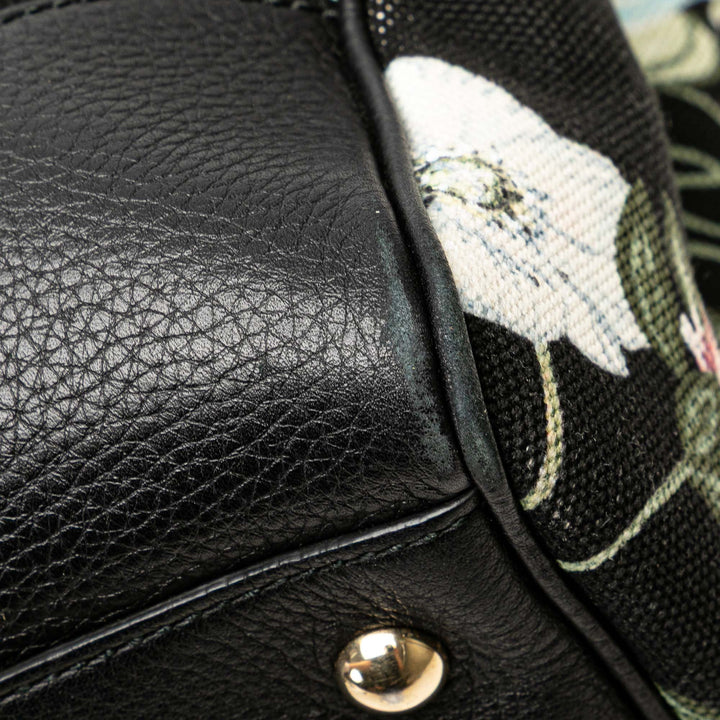 Medium Canvas Bamboo Shopper Flora Knight Satchel Black - Gaby Paris