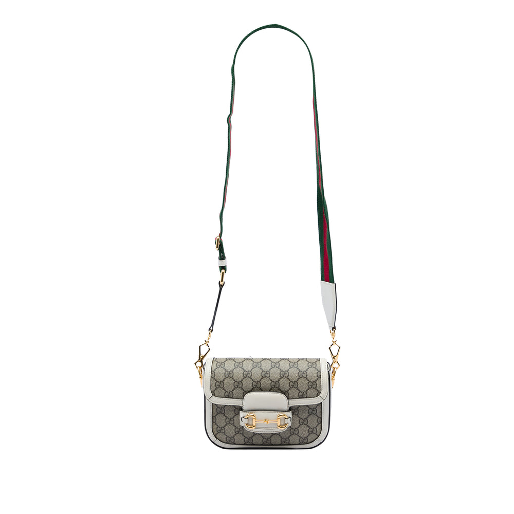 Gucci Sac bandoulière Web Horsebit 1955 GG Supreme Petit Blanc – vue 2 – GABY PARIS