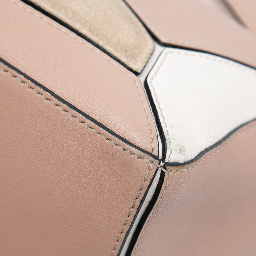 LOEWE Small Tricolor Cuir de veau and Daim Puzzle Sac cartable Marron