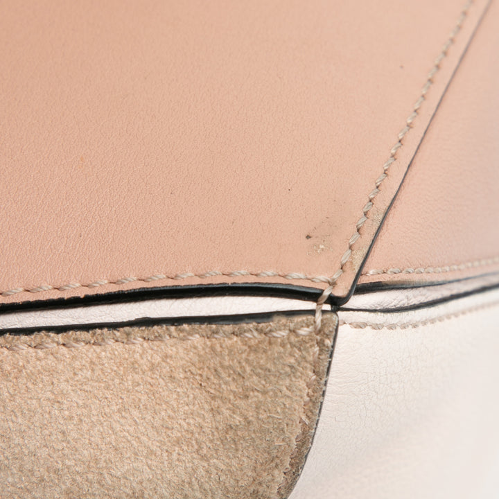 LOEWE Small Tricolor Cuir de veau and Daim Puzzle Sac cartable Marron