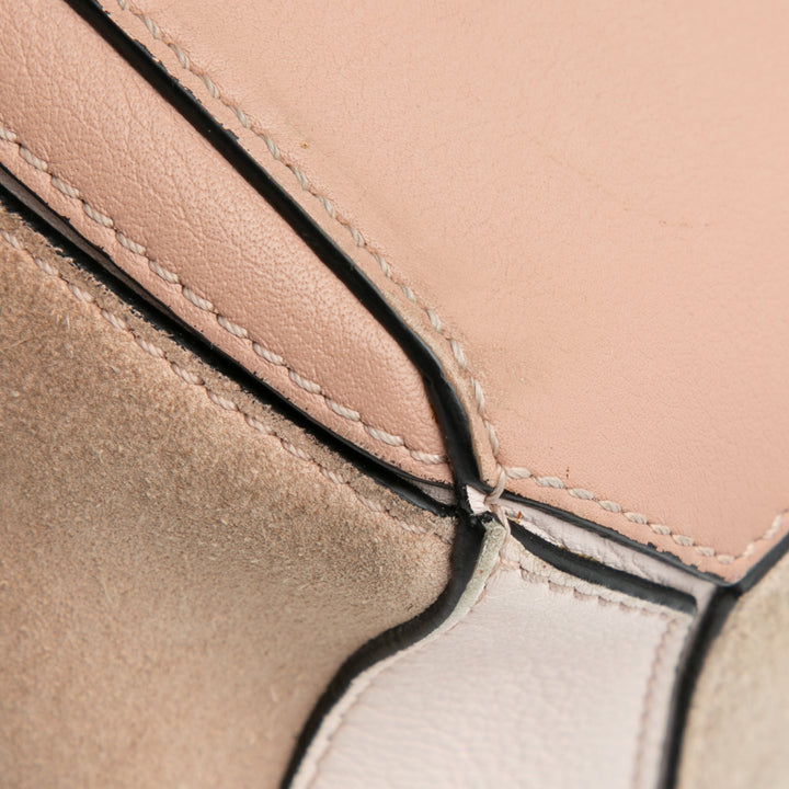 LOEWE Small Tricolor Cuir de veau and Daim Puzzle Sac cartable Marron