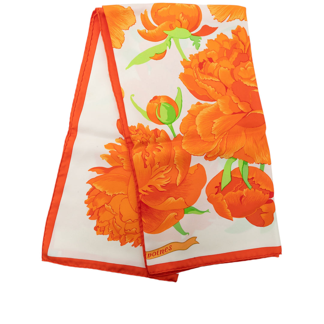 Hermès Les Pivoines Foulard 90 Orange