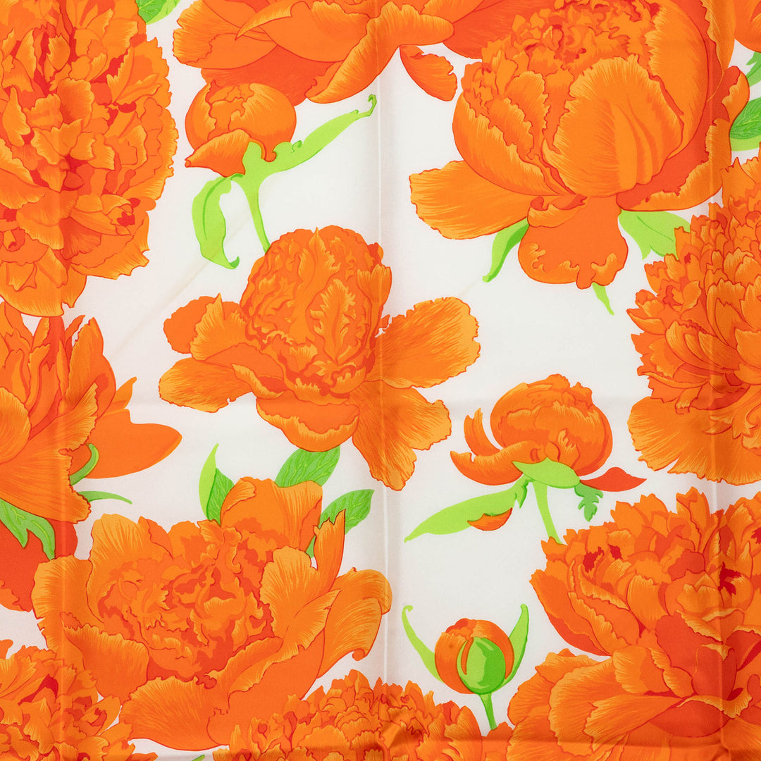 Hermès Les Pivoines Foulard 90 Orange