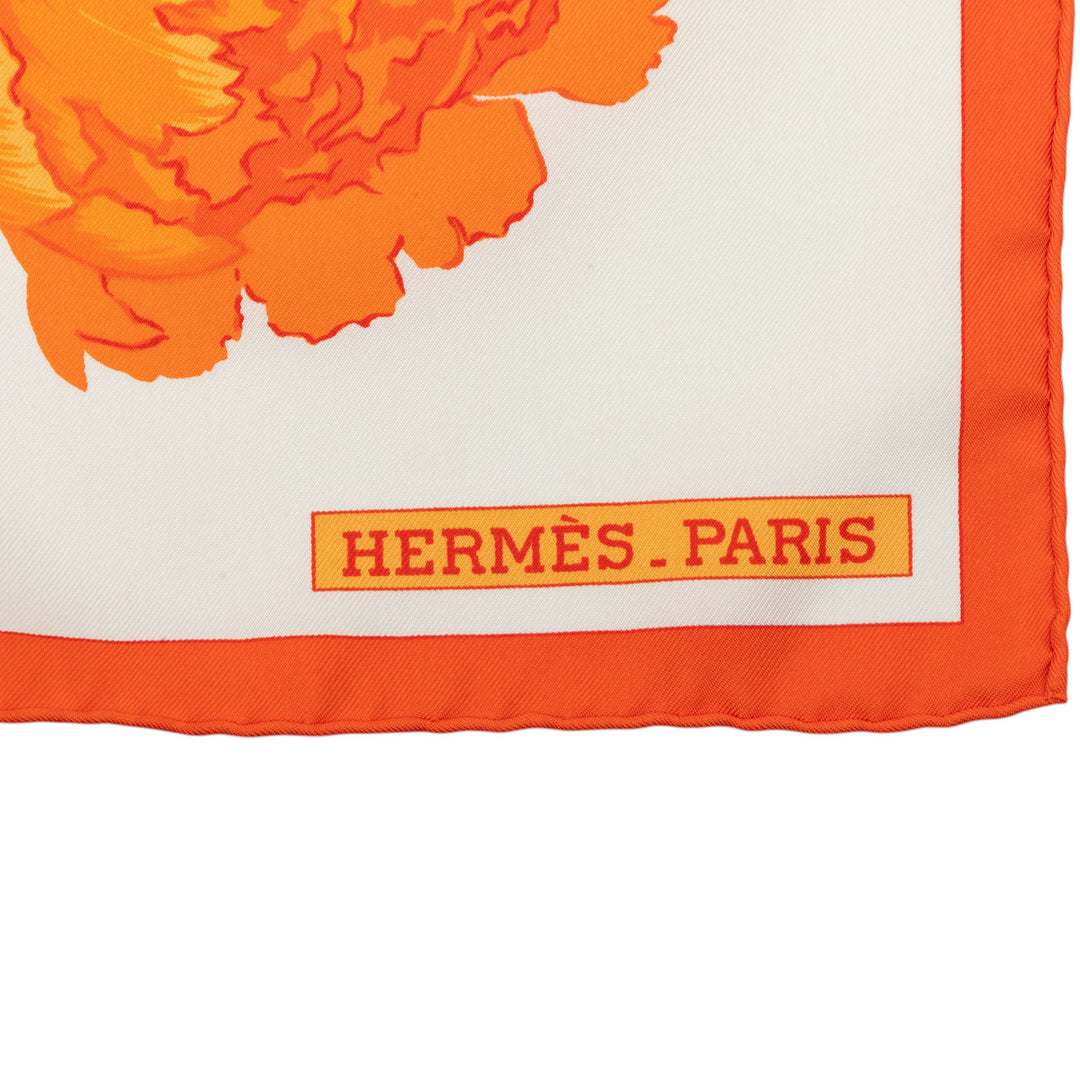 Hermès Les Pivoines Foulard 90 Orange