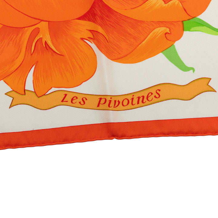 Hermès Les Pivoines Foulard 90 Orange