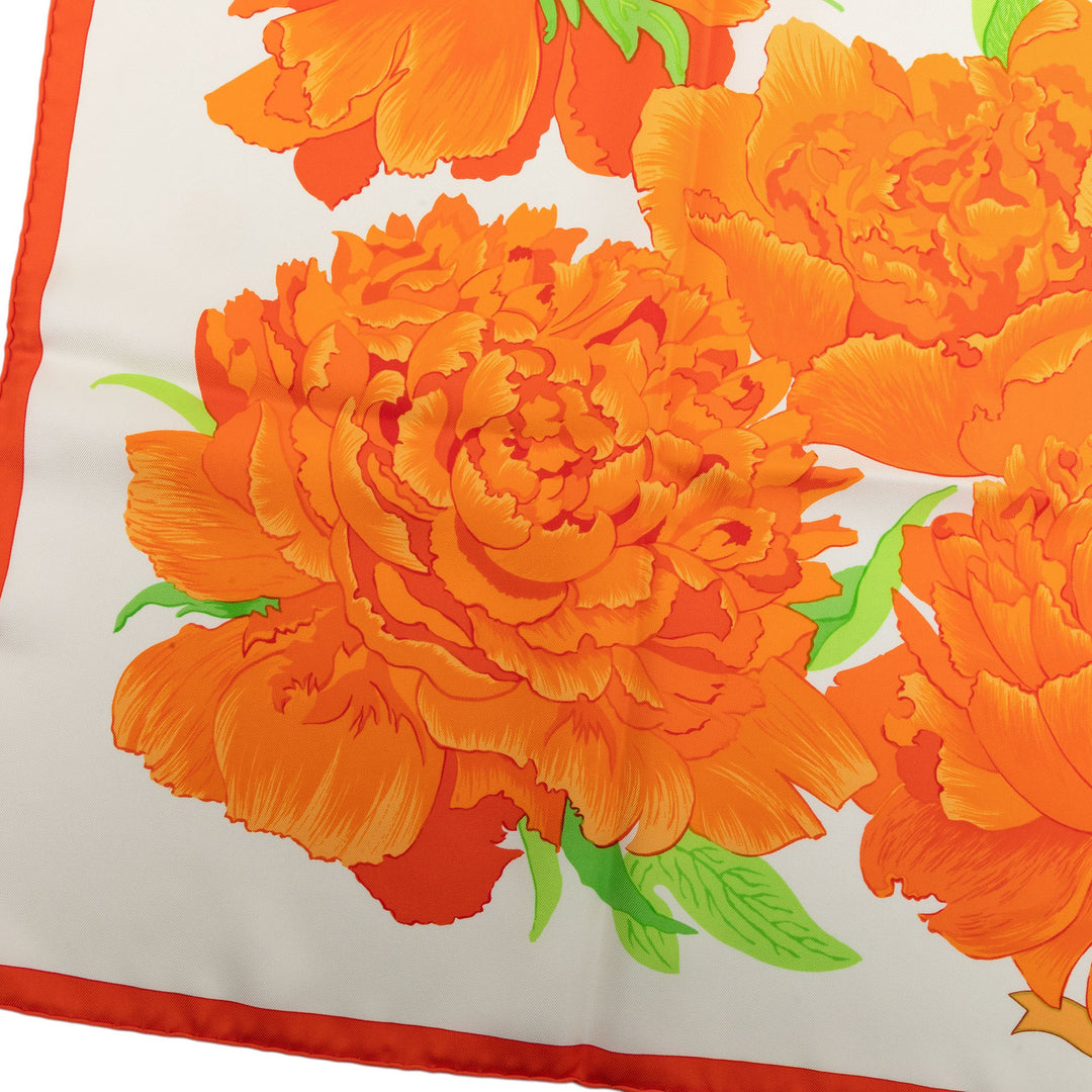 Hermès Les Pivoines Foulard 90 Orange