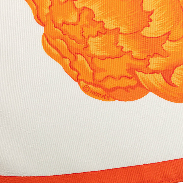 Hermès Les Pivoines Foulard 90 Orange