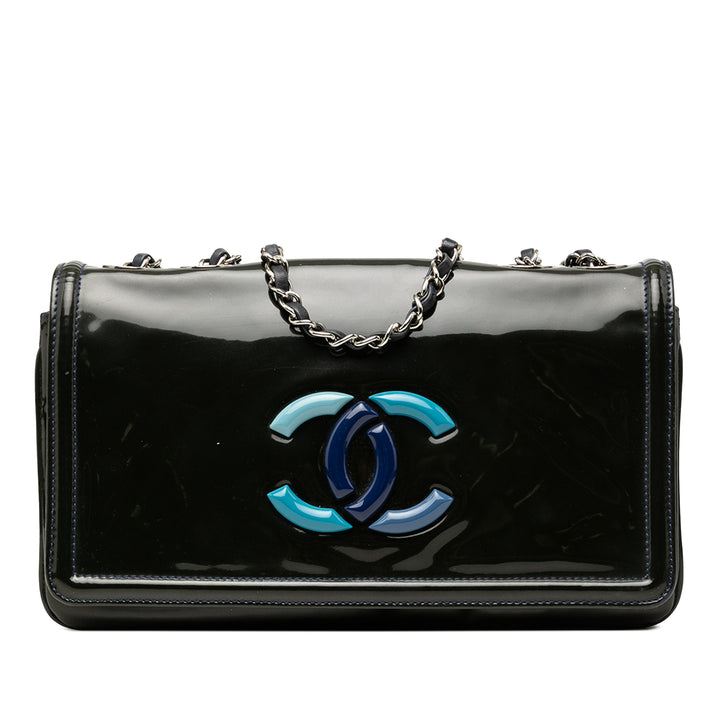 Chanel CC Cuir verni Lipstick Ligne à rabat