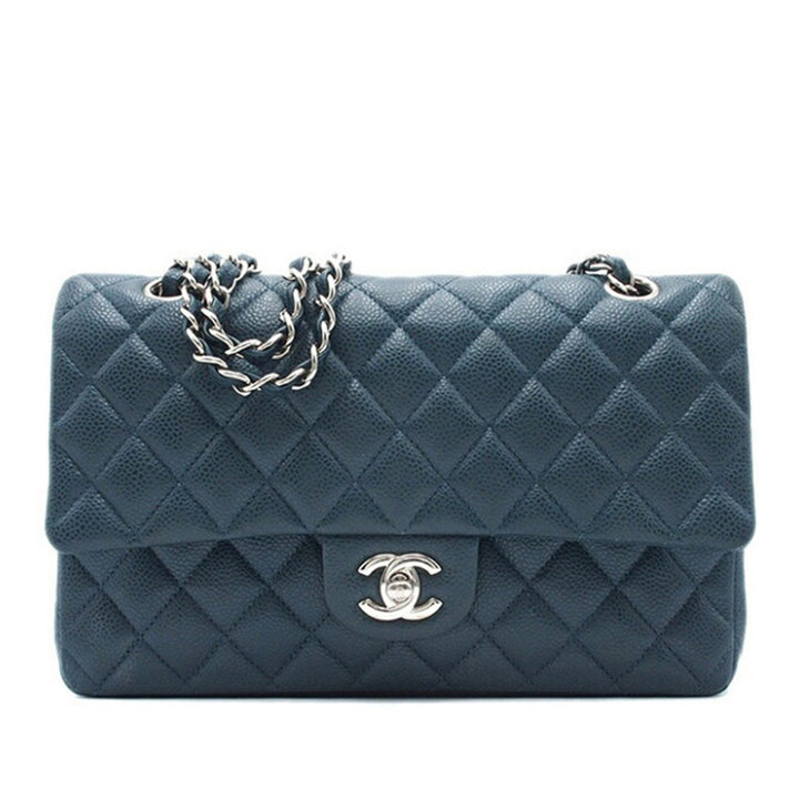 Medium Classic Caviar Double Flap Blue - Gaby Paris