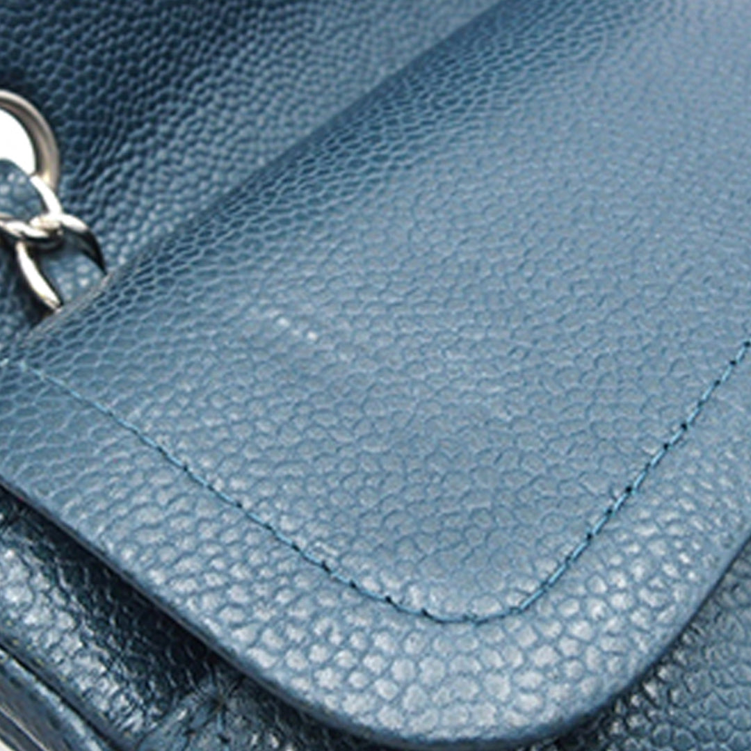 Medium Classic Caviar Double Flap Blue - Gaby Paris