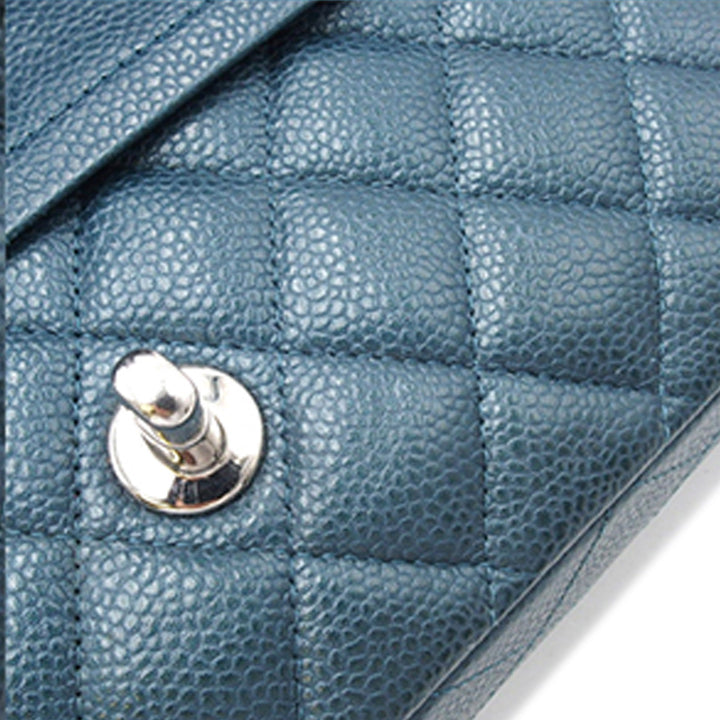 Medium Classic Caviar Double Flap Blue - Gaby Paris