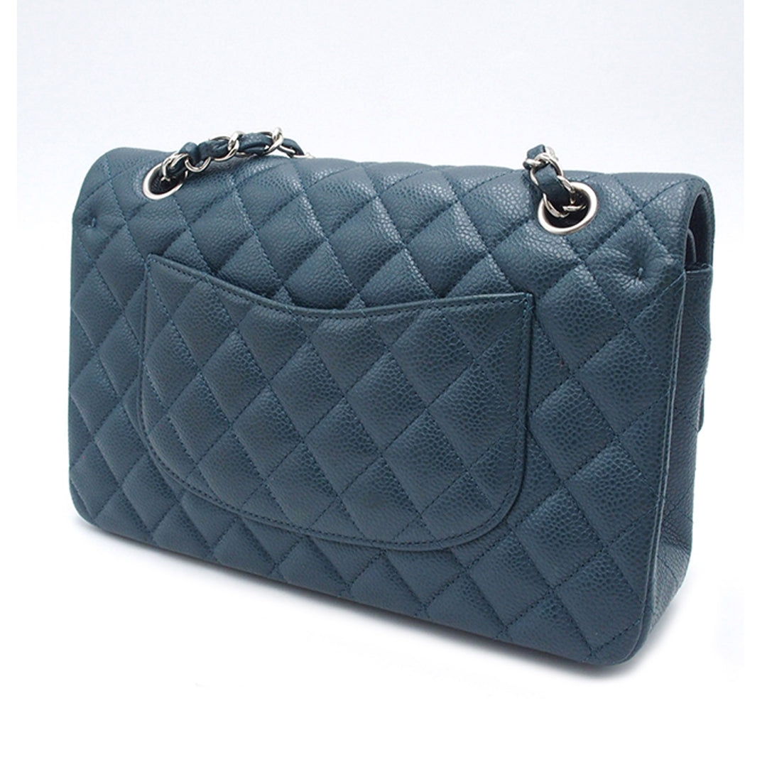 Medium Classic Caviar Double Flap Blue - Gaby Paris