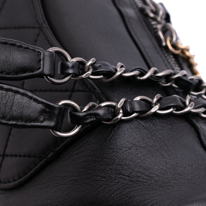 Calfskin Signature Chain 20s Bowling Bag Black - Gaby Paris