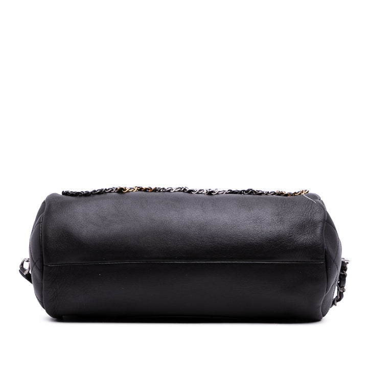 Calfskin Signature Chain 20s Bowling Bag Black - Gaby Paris