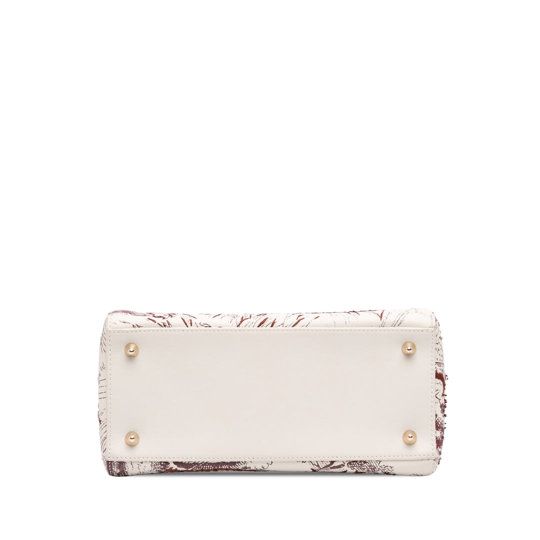 Dior Medium Smooth Cuir de veau brodé Beaded Toile de Jouy Lady Dior