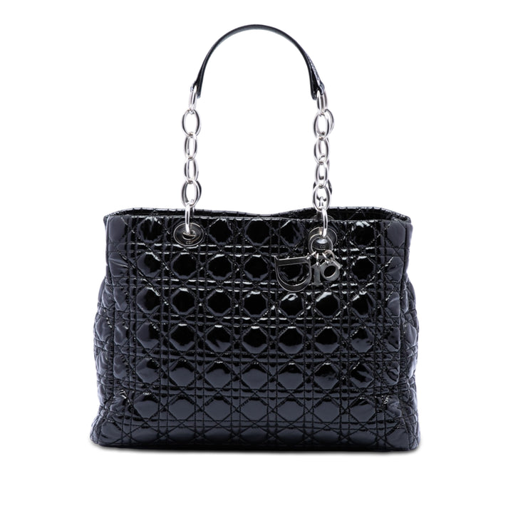 Dior Large Cuir verni Cannage Lady Dior Soft Shopping Cabas