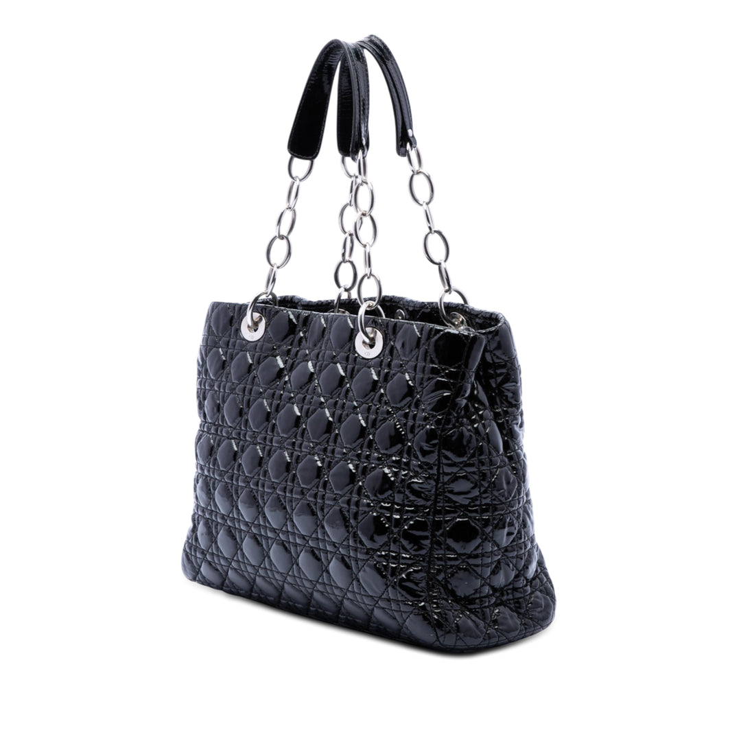 Dior Large Cuir verni Cannage Lady Dior Soft Shopping Cabas
