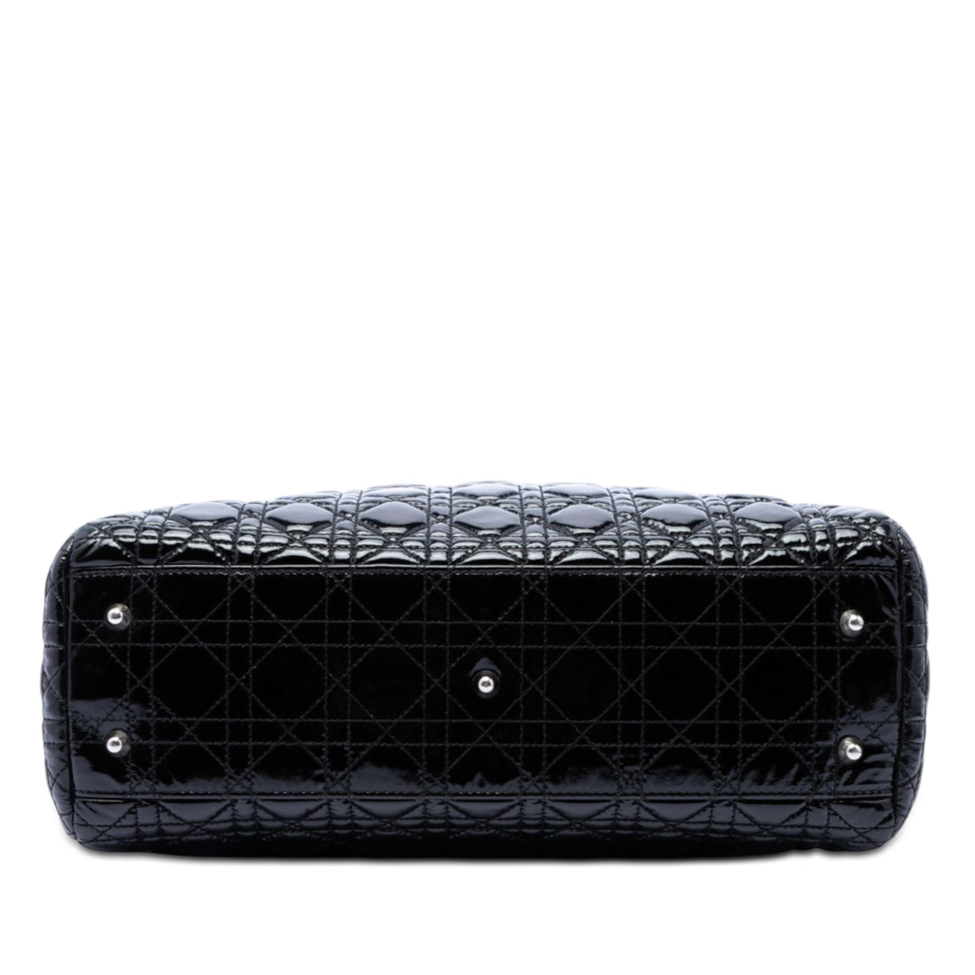 Dior Large Cuir verni Cannage Lady Dior Soft Shopping Cabas