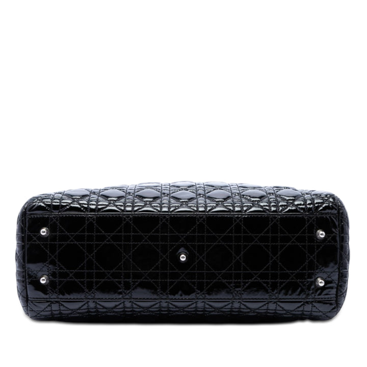 Dior Large Cuir verni Cannage Lady Dior Soft Shopping Cabas