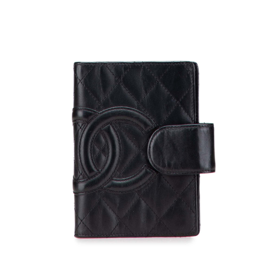 Cambon Ligne Quilted Lambskin Notebook Cover Black - Gaby Paris