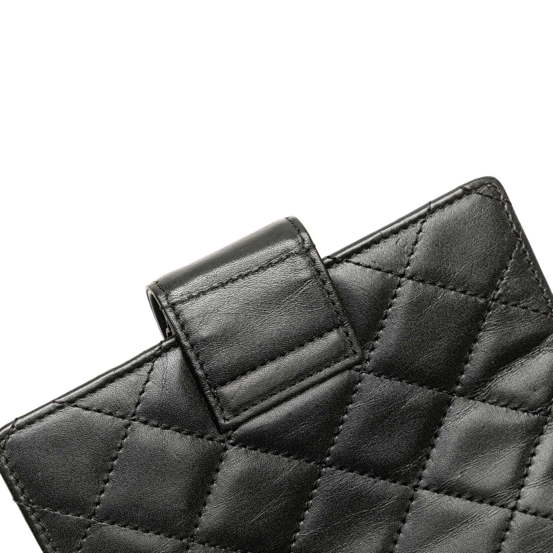 Cambon Ligne Quilted Lambskin Notebook Cover Black - Gaby Paris