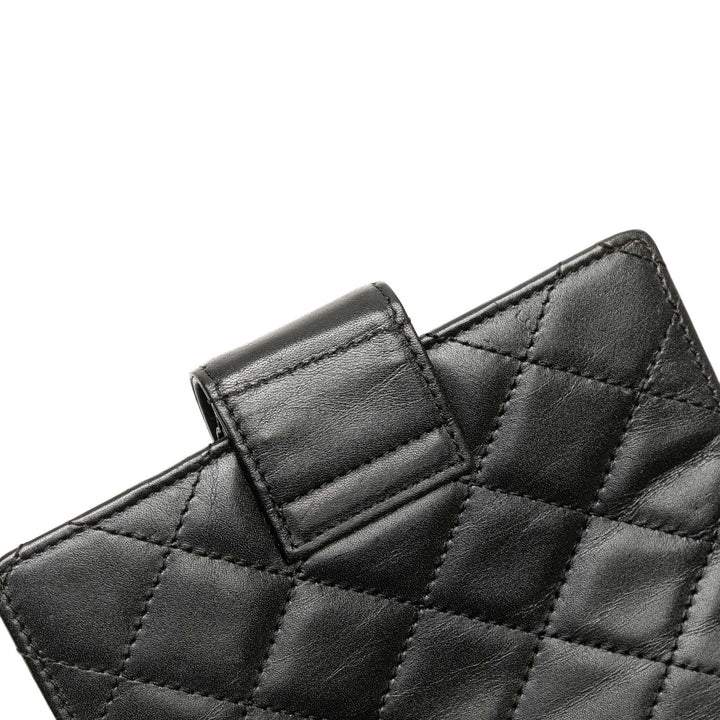 Cambon Ligne Quilted Lambskin Notebook Cover Black - Gaby Paris