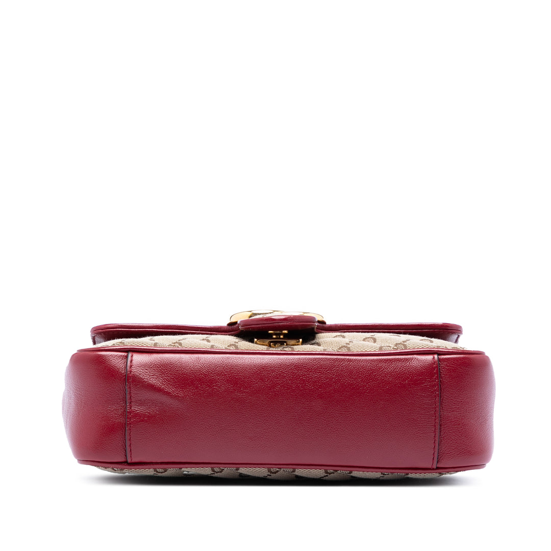 Gucci Small GG Marmont Matelasse Diagonal GG Toile et Cuir Sac bandoulière