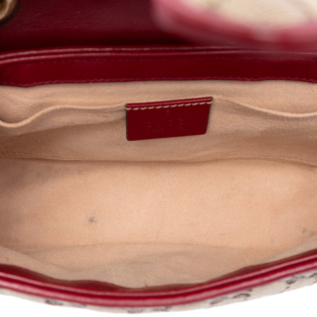 Gucci Small GG Marmont Matelasse Diagonal GG Toile et Cuir Sac bandoulière