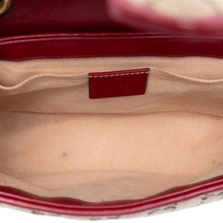 Gucci Small GG Marmont Matelasse Diagonal GG Toile et Cuir Sac bandoulière