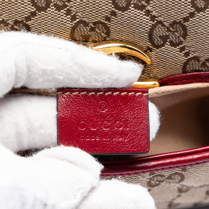 Gucci Small GG Marmont Matelasse Diagonal GG Toile et Cuir Sac bandoulière