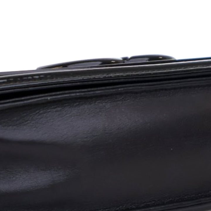 Patent and Acrylic Striped Boy Brick Horizontal Flap Black - Gaby Paris