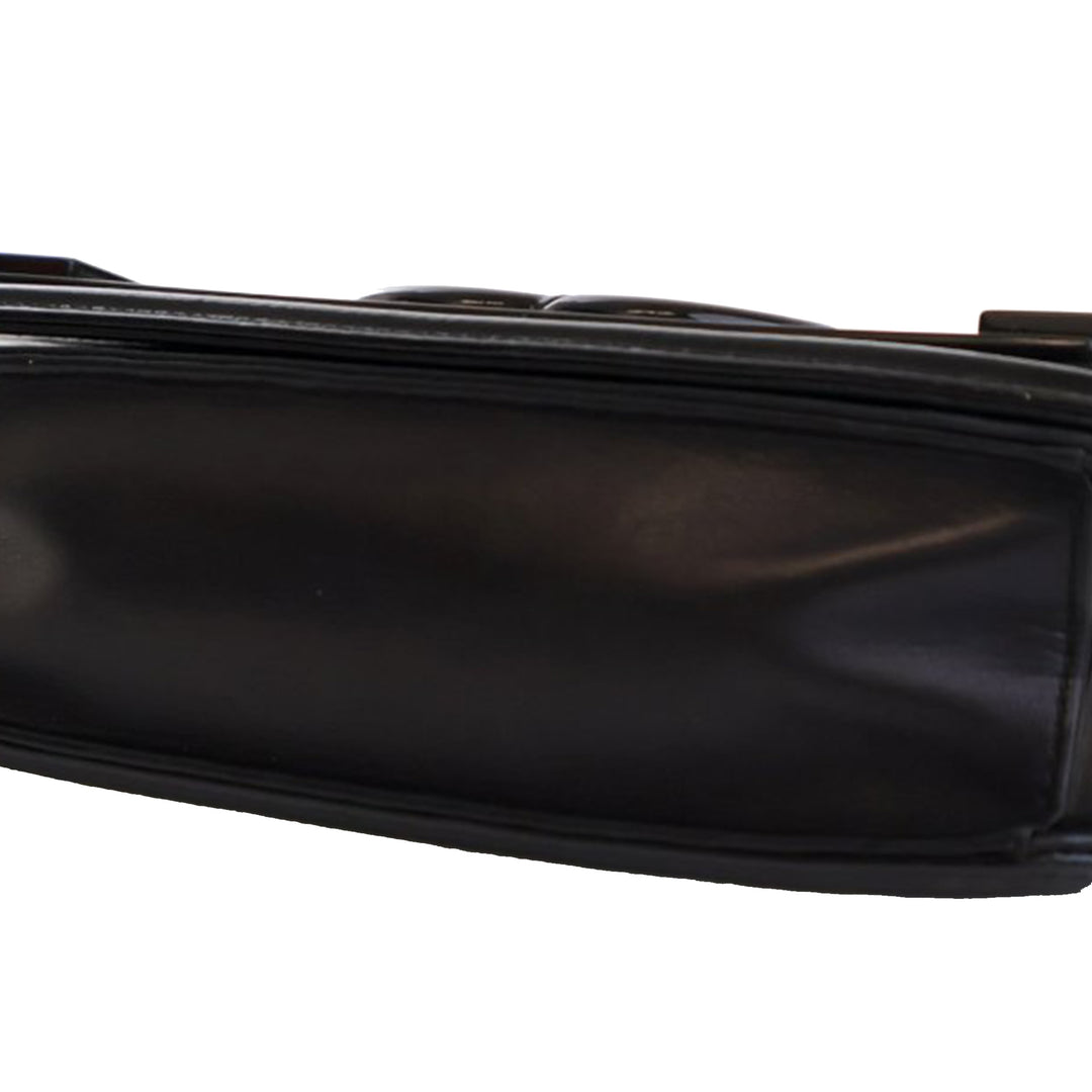 Patent and Acrylic Striped Boy Brick Horizontal Flap Black - Gaby Paris